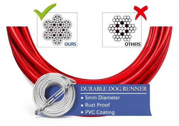 Dog Tie Out Cable Snagle Direct Stainless Steel Reflective-3