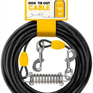 Petbobi Dog Tie Out Cable Steel Spring Chew Proof Leash-0