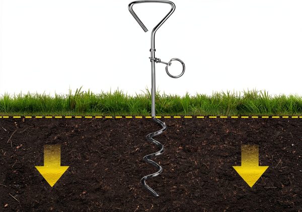 Fasmov Dog Tie Out Stake Iron Steel 4 Pack Spiral Design-4