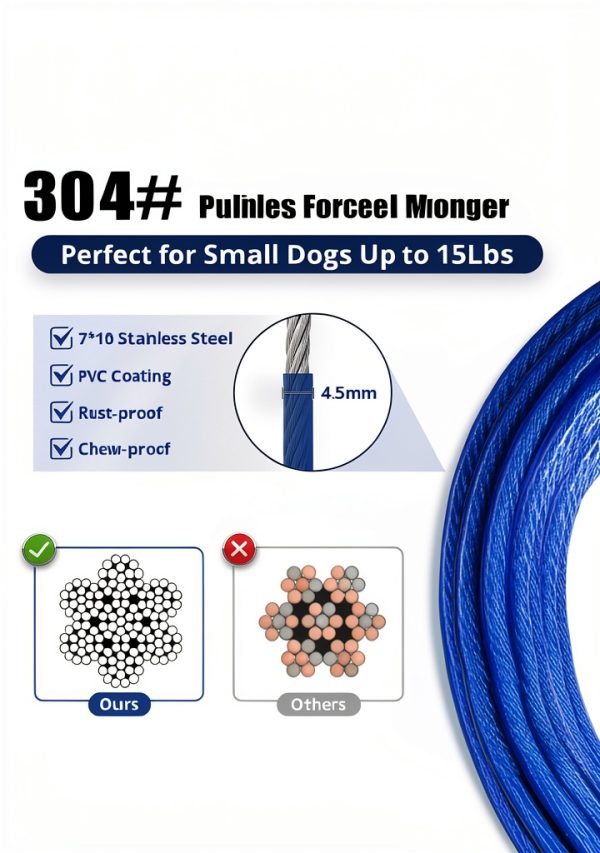 Jenico Dog Tie Out Cable Heavy Duty Steel Reflective Pet-1