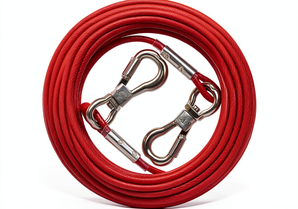 XiaZ Dog Tie Out Cable in use in a backyard setting