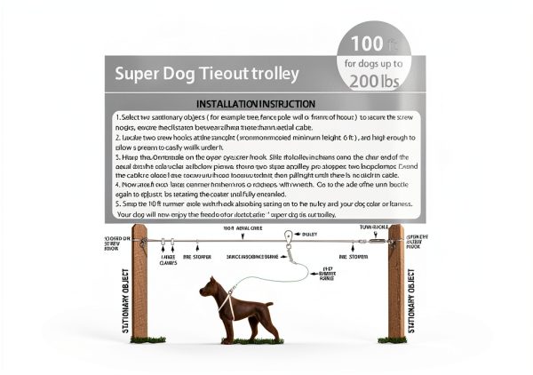 Pestairs Dog Trolley System Heavy Duty Two Dog Tie Out-7