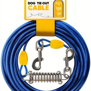 Petbobi Dog Tie Out Cable Orange 20ft 50ft Secure Tether-0