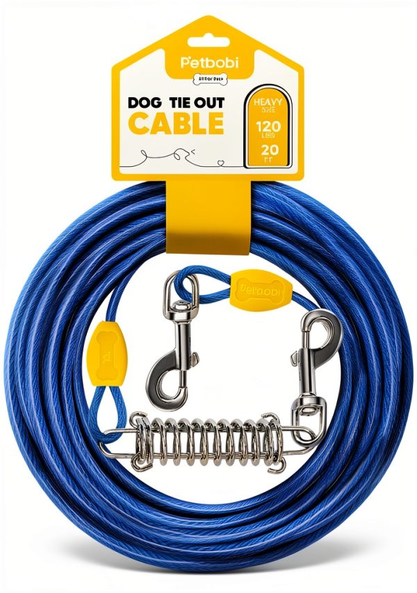 Petbobi Dog Tie Out Cable Orange 20ft 50ft Secure Tether-0