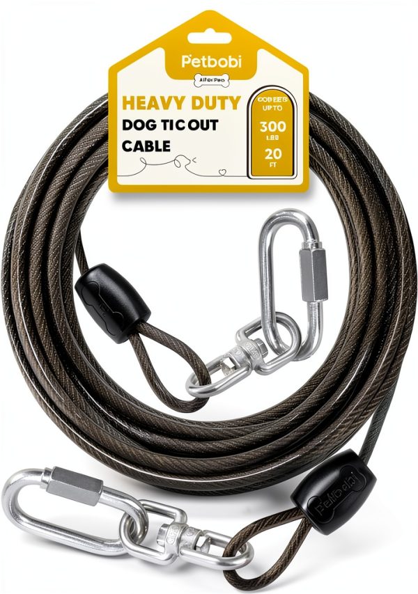 Petbobi Heavy Duty Dog Tie Out Stainless Steel Cable Large-0