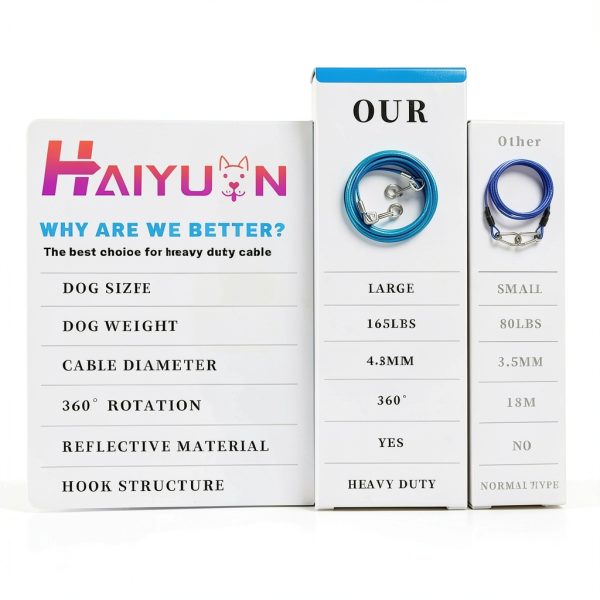 HaiYUAN Dog Tie Out Cable Durable Steel Rust Proof-3