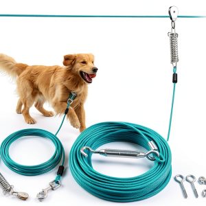 LUFFWELL Dog Tie Out Cable Heavy Duty Tangle Free Reflective-0