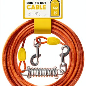 Petbobi Dog Tie Out Cable Orange 30ft Secured Upgrade-0