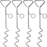 Fasmov Dog Tie Out Stake Iron Steel 4 Pack Spiral Design-0