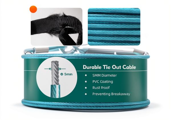 LUFFWELL Dog Tie Out Cable Heavy Duty Tangle Free Reflective-2
