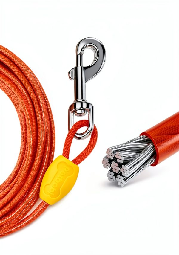Petbobi Dog Tie Out Cable Orange 50ft Secure Anti Tangle-2