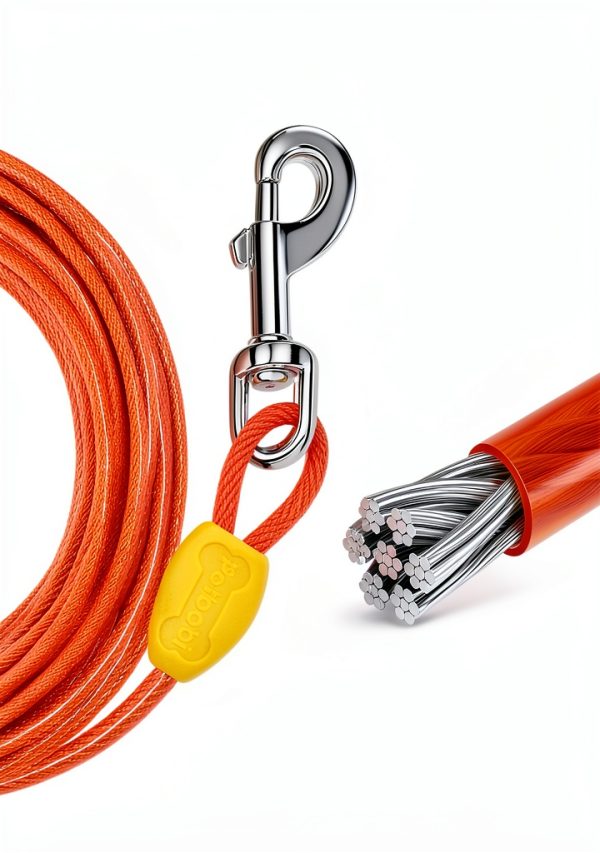Petbobi Dog Tie Out Cable Orange Blue Black Sizes-2