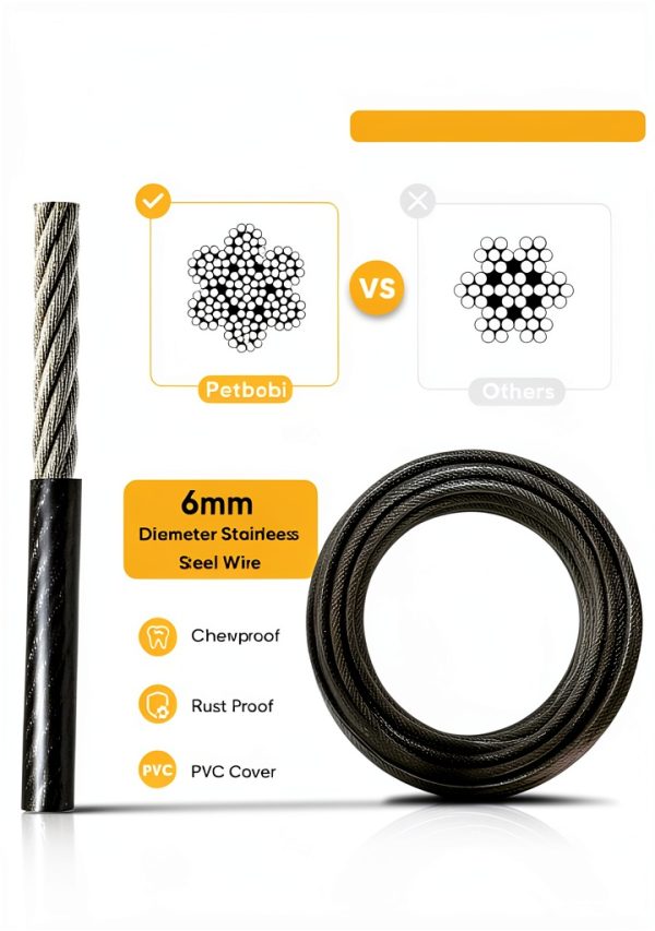 Petbobi Heavy Duty Dog Tie Out Stainless Steel Cable Large-2