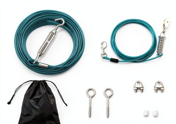 LUFFWELL Dog Tie Out Cable Heavy Duty Tangle Free Reflective-1