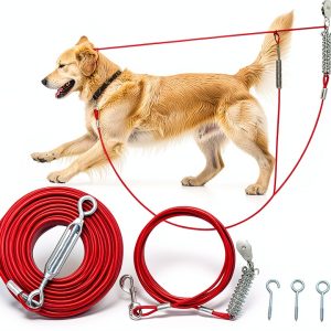 LUFFWELL Dog Run Cable Heavy Duty Tangle Free Tie Out-0
