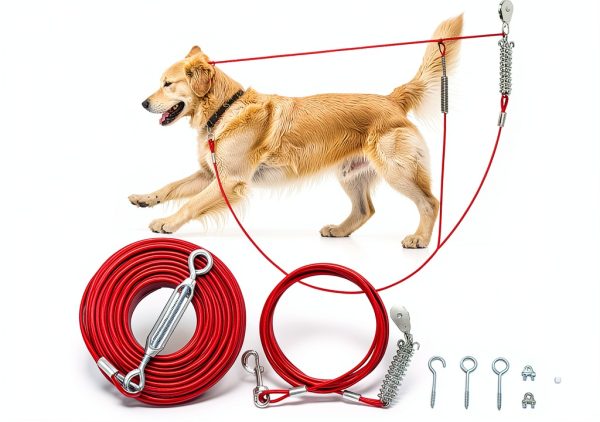 LUFFWELL Dog Run Cable Heavy Duty Tangle Free Tie Out-0