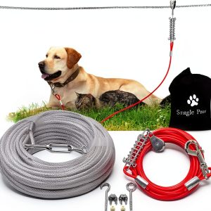 Dog Tie Out Cable Snagle Direct Stainless Steel Reflective-0