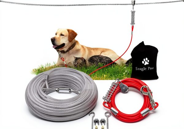 Dog Tie Out Cable Snagle Direct Stainless Steel Reflective-0