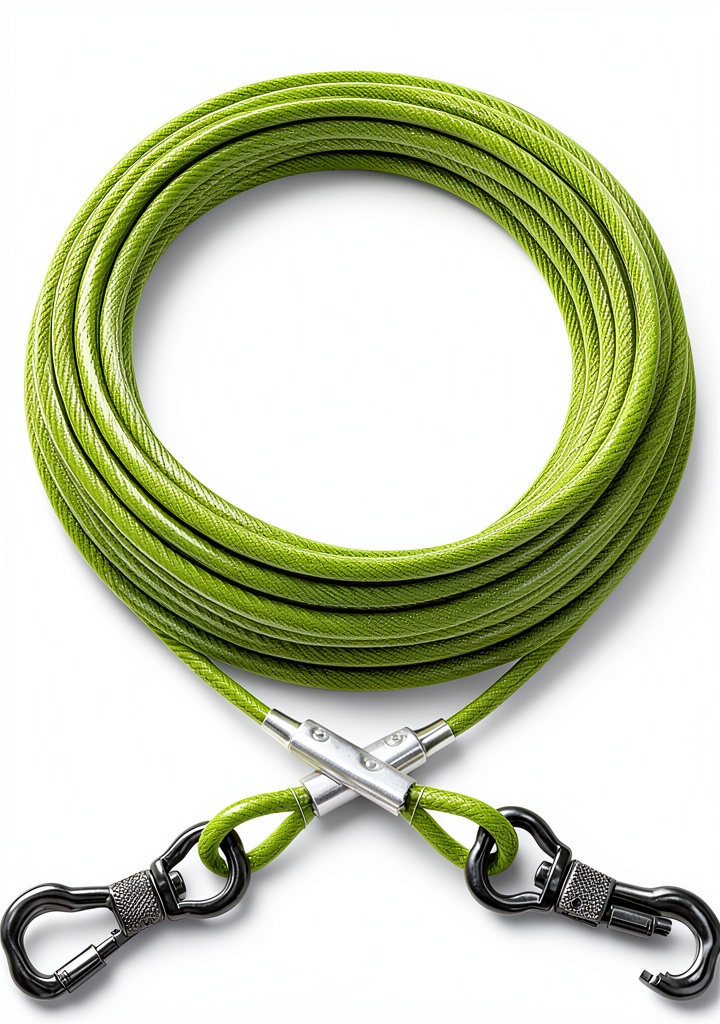 'XiaZ dog tie-out cable in use in a backyard setting'