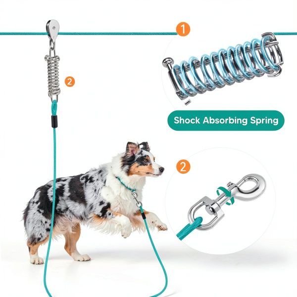 LUFFWELL Dog Tie Out Cable Heavy Duty Tangle Free Reflective-3