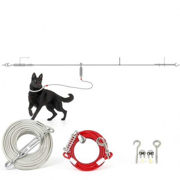 Dog Tie Out Cable Snagle Direct Stainless Steel Reflective-1