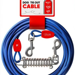 Petbobi Dog Tie Out Cable Orange Blue Black Secure Anti-0