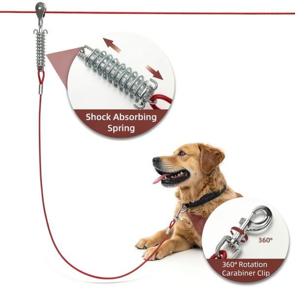 LUFFWELL Dog Run Cable Heavy Duty Tangle Free Tie Out-2