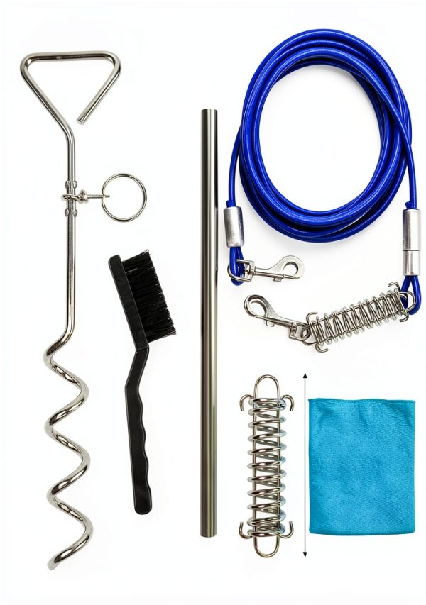 Navona Dog Tie Out Spiral Stake Heavy Duty Steel Cable-2
