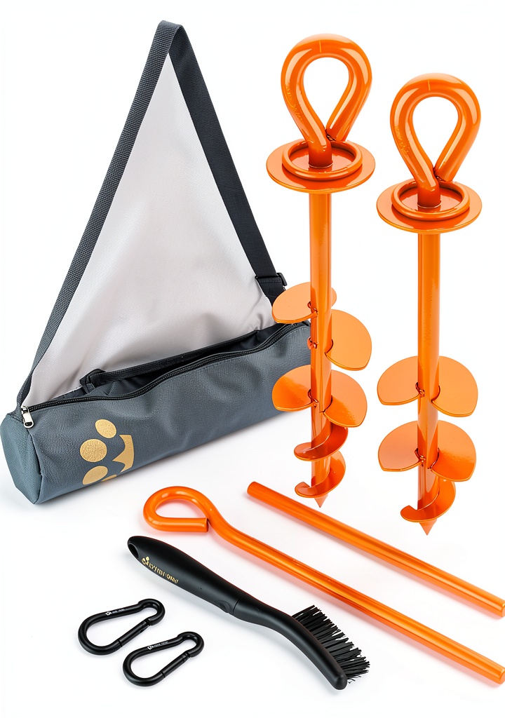 Royal Paw Dog Anchor installed in a grassy yard with a large dog secured