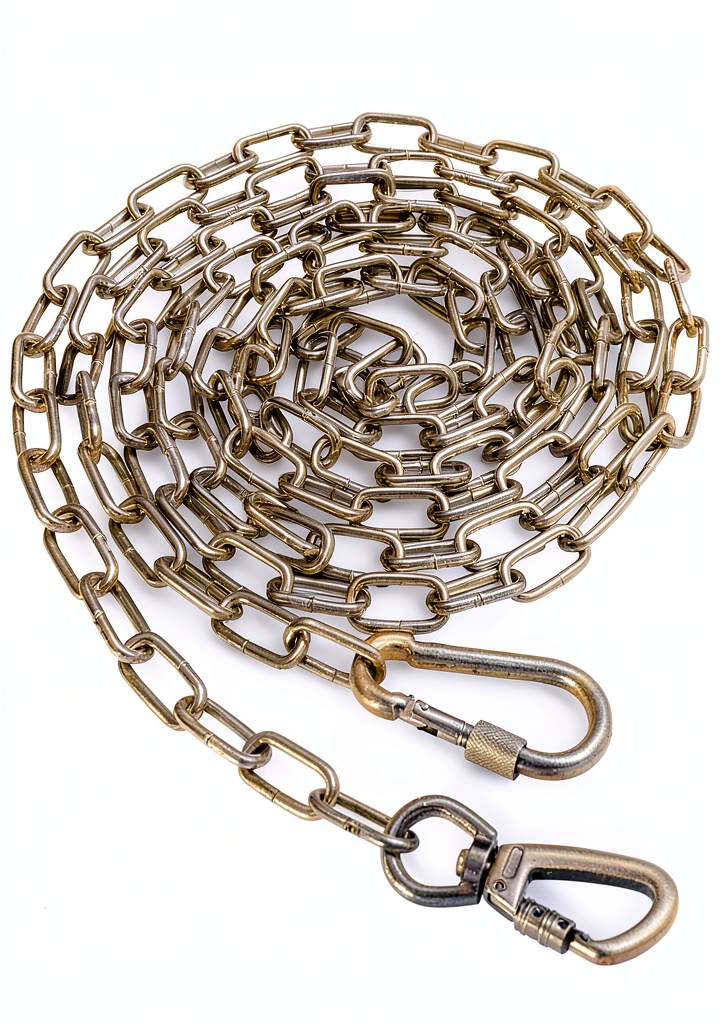 Snagle Paw Heavy Duty Dog Chain Leash being attached to a sturdy wooden fence post in a backyard