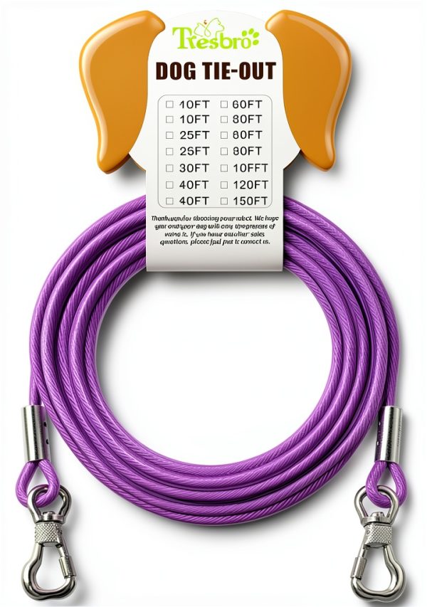 Tresbro Heavy Duty Dog Tie Out Cable Stainless Steel Leash-4