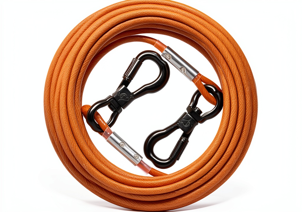 Installing XiaZ Dog Tie Out Stainless Steel Cable Reflective Pet Safety on a wooden desk