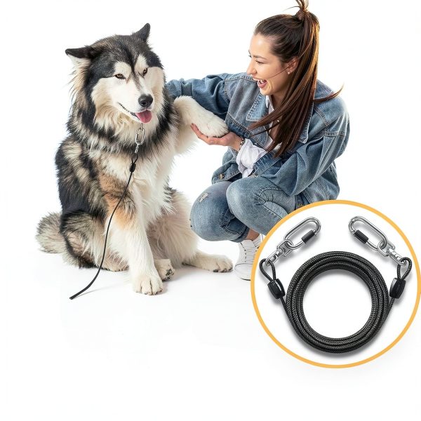 Petbobi Heavy Duty Dog Tie Out Stainless Steel Cable Large-1