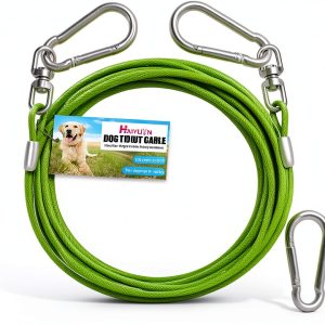 HaiYUAN Dog Tie Out Cable Steel PVC Coated Heavy Duty-0