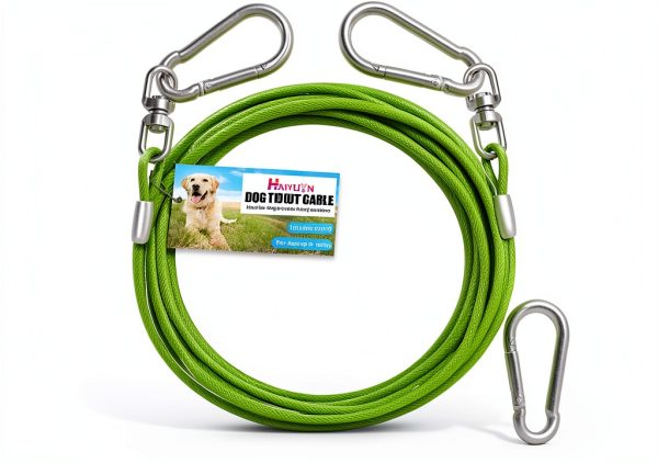 HaiYUAN Dog Tie Out Cable Steel PVC Coated Heavy Duty-0