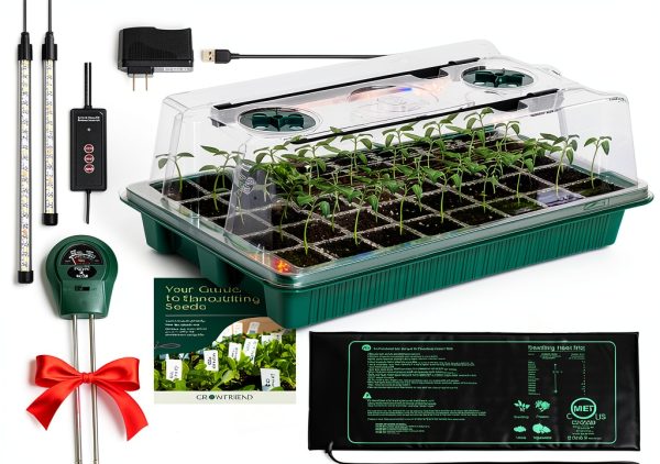 Growfriend Indoor Seed Starter Kit Waterproof PP Tray with LED Lights-0