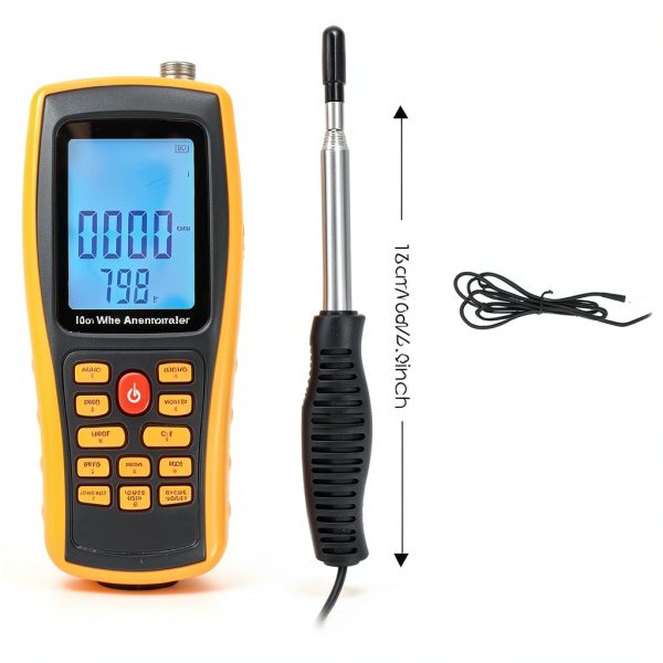 Bonvoisin Hotwire Anemometer Handheld CFM/CMM Air Flow Velocity Meter Wind Speed Gauges with Backlight LCD Display for HVAC in-Duct Airflow Air Velocity Temperature(Thermal Anemometer)-2
