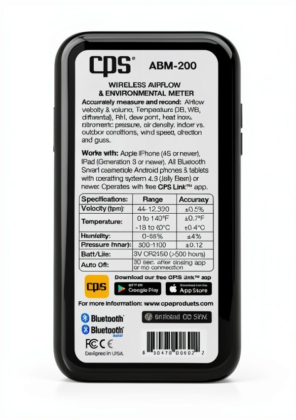 AAB Airflow Bluetooth Meter for Smartphones Model ABM-200 Black-2