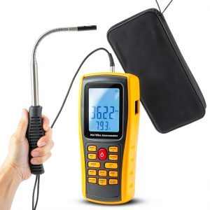 Bonvoisin Hotwire Anemometer Handheld CFM/CMM Air Flow Velocity Meter Wind Speed Gauges with Backlight LCD Display for HVAC in-Duct Airflow Air Velocity Temperature(Thermal Anemometer)-0